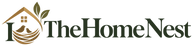 The Home Nest – refined gold and forest green header logo