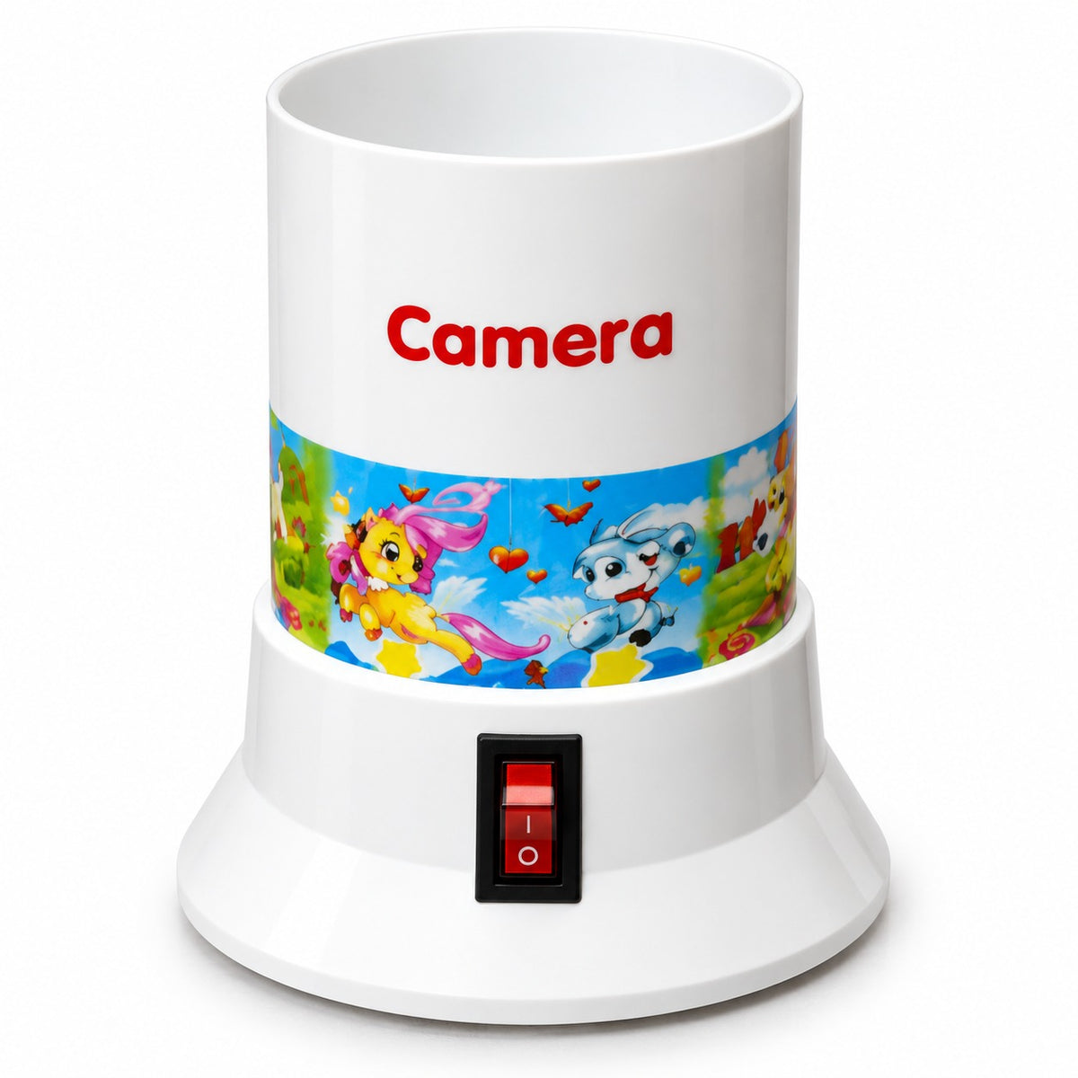 Camera electric baby bottle warmer front view on white background