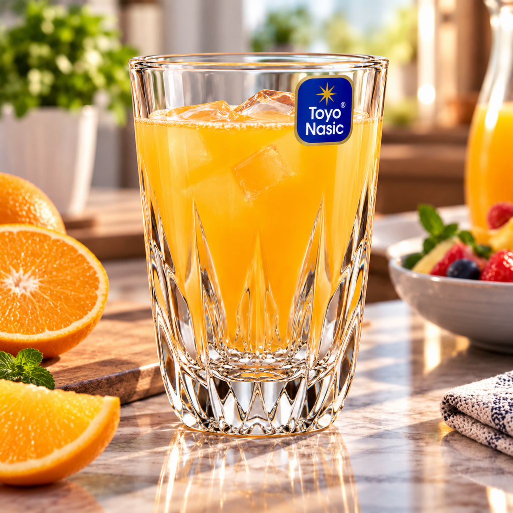 Toyo Nasic clear cut-design drinking glasses, set of six promotional overview